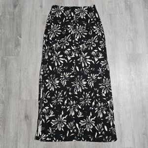 Vintage Y2K Lipstick Floral Black/White Maxi Dress Skirt Size Small